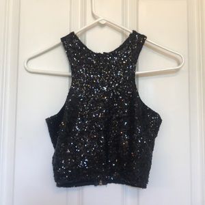 Tobi Black Sequin Top